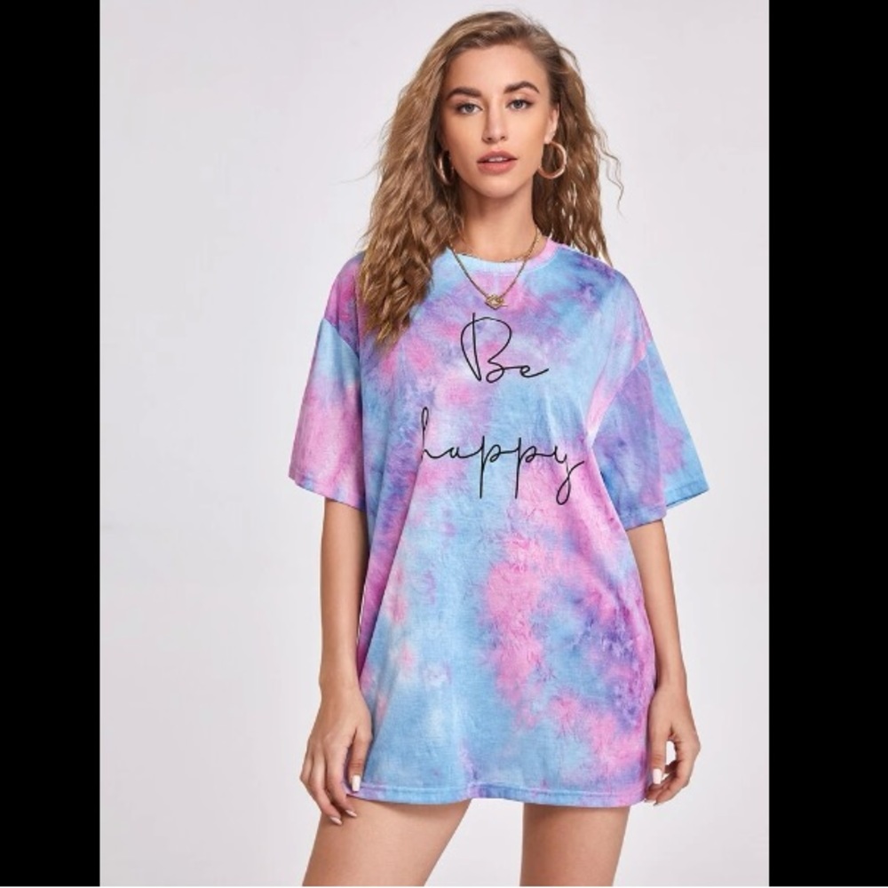 Be happy tie dye tee size xs oversized tee